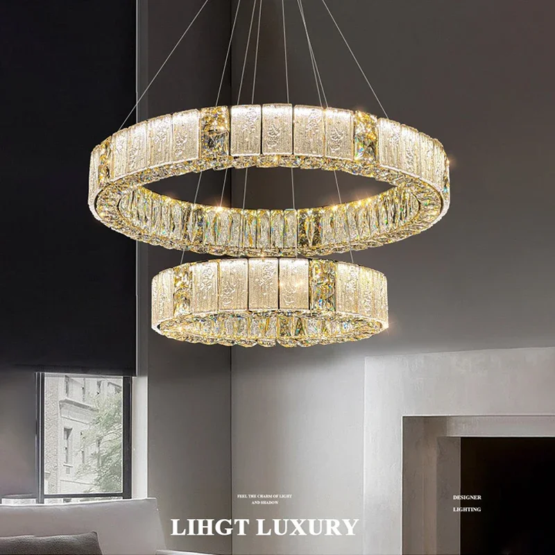 

Modern Pendant Lamp Bedroom Living Room Ceiling Chandelier Light Home Decoration Ring Light Luxury Glass Led Lighting Fixtures