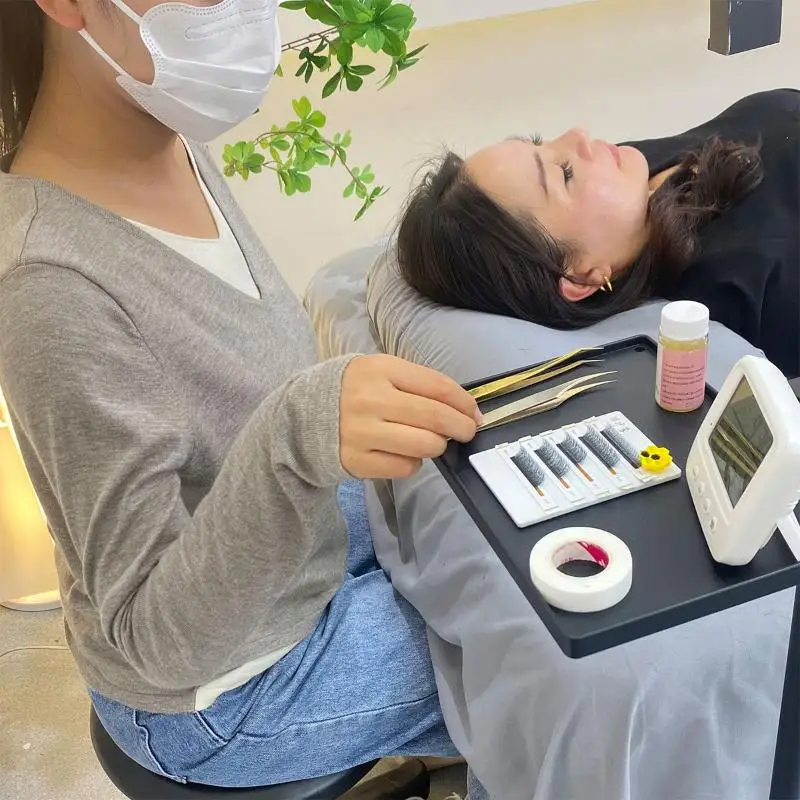 1 pz supporto per vassoio per ciglia lampada a luce mezzaluna morsetto universale piattaforma con clip supporto regolabile strumento per vassoio cosmetico per trucco ciglia