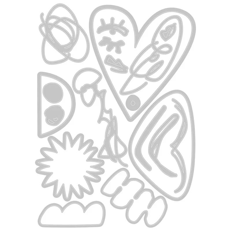 Retro Abstract Heart Frame Facial Features Pattern Metal Cutting Dies For Making Greeting Card DIY Craft Scrapbooking
