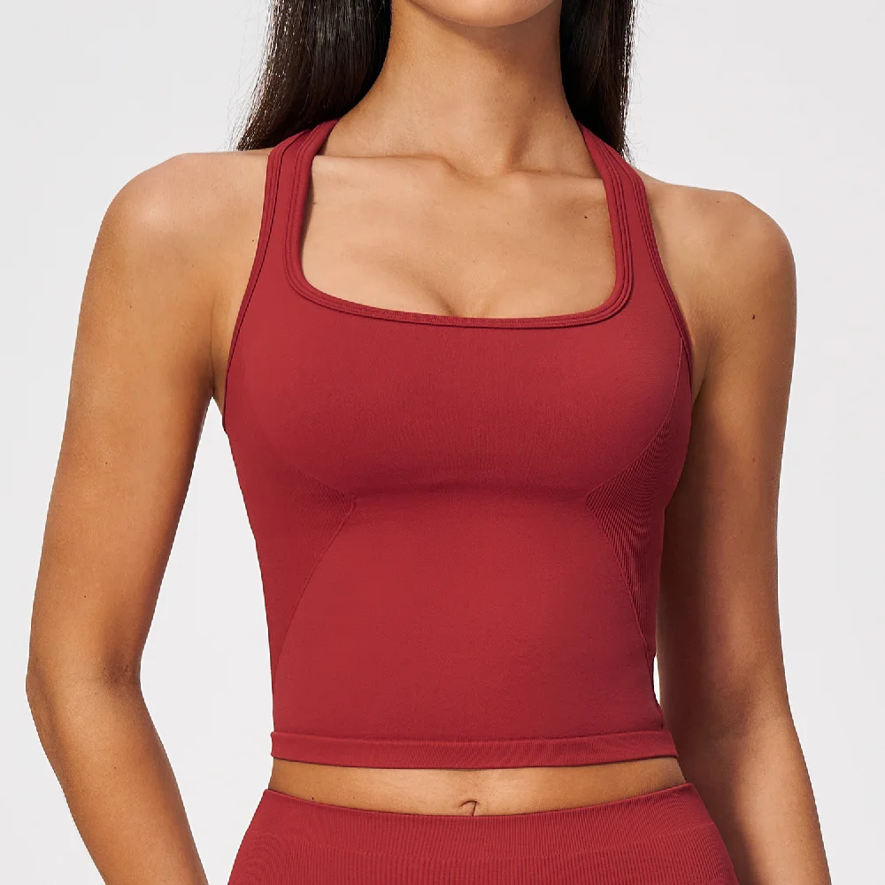Seamless Yoga Vest Thread Fitness Tank Top Shockproof Sport Underwear Push Up High Strength Sports Bra Gym Workout Underwear
