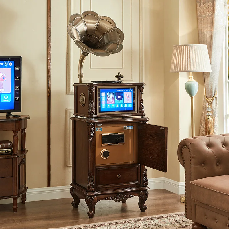 YJQ home safe phonograph retro vinyl record player living room big speaker integrated stereo