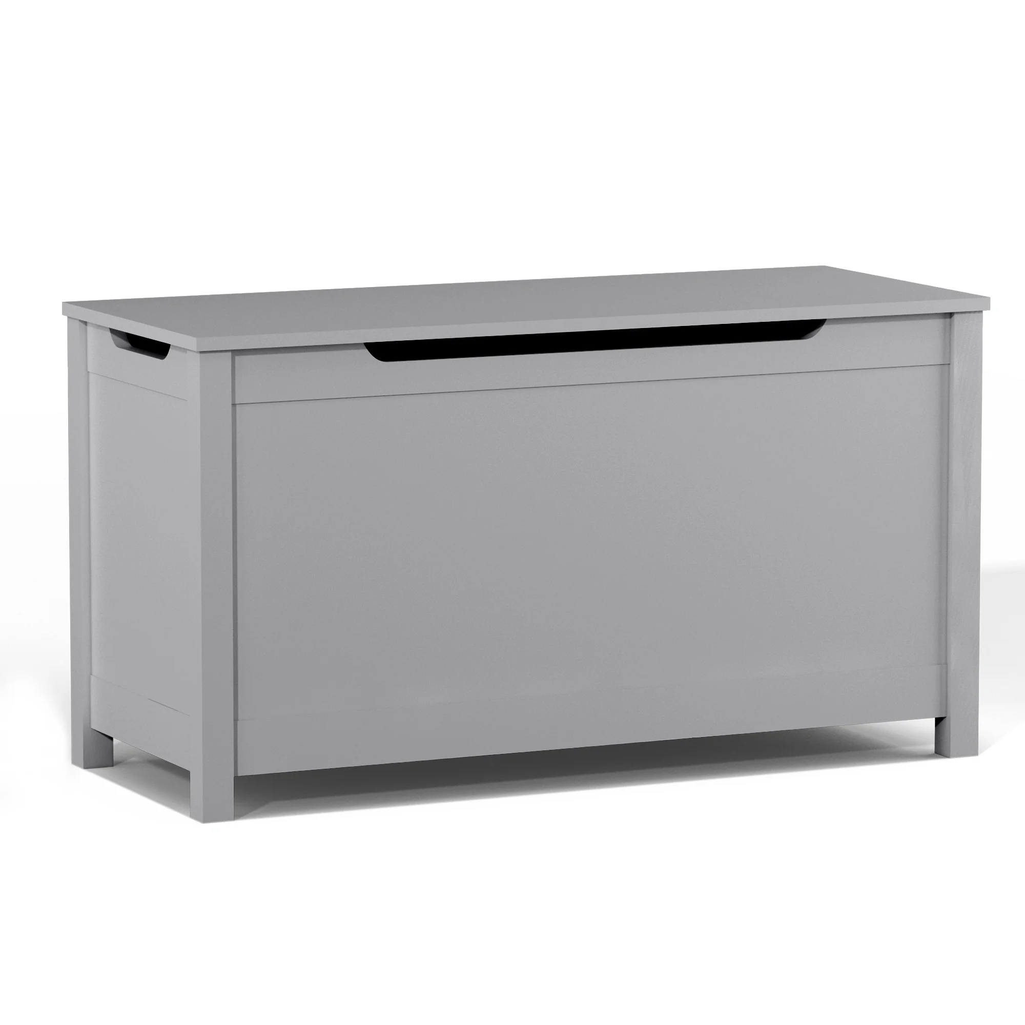 

Kids Wooden Toy Box Storage with Safety Hinged Lid for Ages 2+ (Gray)