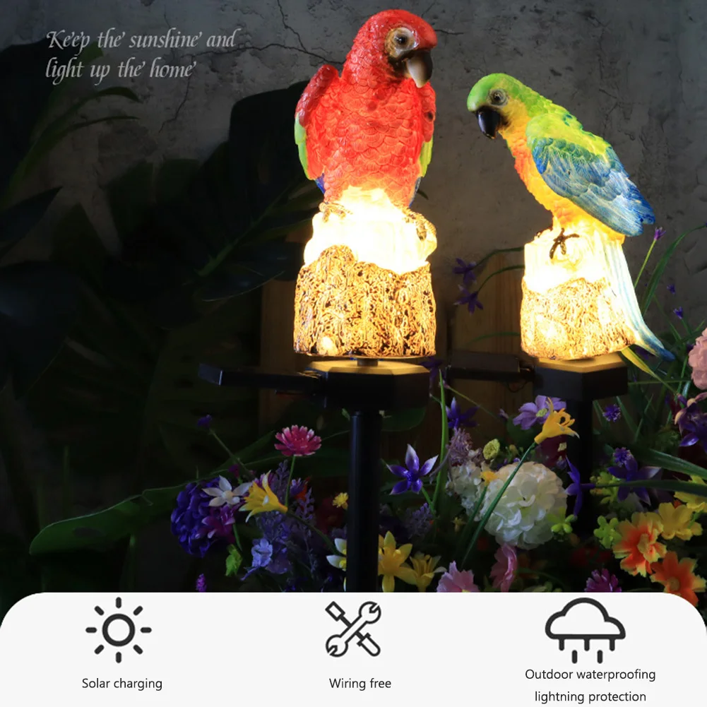 Outdoor Garden Lamp IP55 Waterproof Lawn Ground Light 600MAH Macaw Ground Light Vivid Garden Landscape Light for Patio Balcony