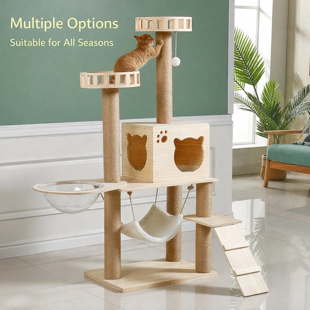 arbre-a-chat-en-bois-massif-avec-design-capsule-spatiale-grande-tour-d'escalade-multi-niveaux-griffoirs-condo-et-centre-de-jeux-pour-chat