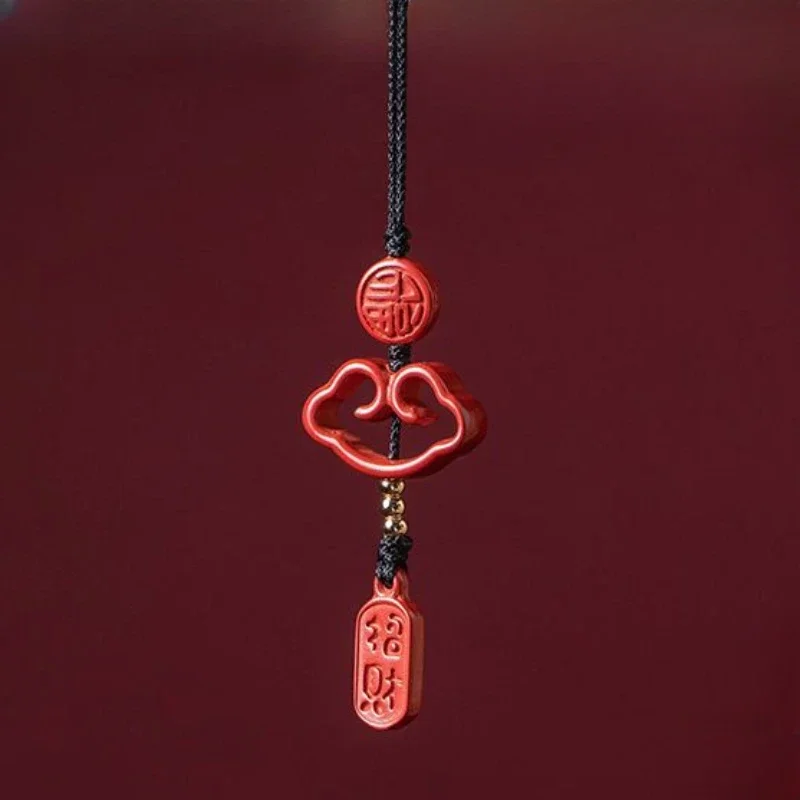 

Sandalwood Cinnabar Ruyi Lock Lotus Keychain Wooden Buddhist Custom Buddhist Car Key Chain Handmade Wood Buddhism Keyring Gift