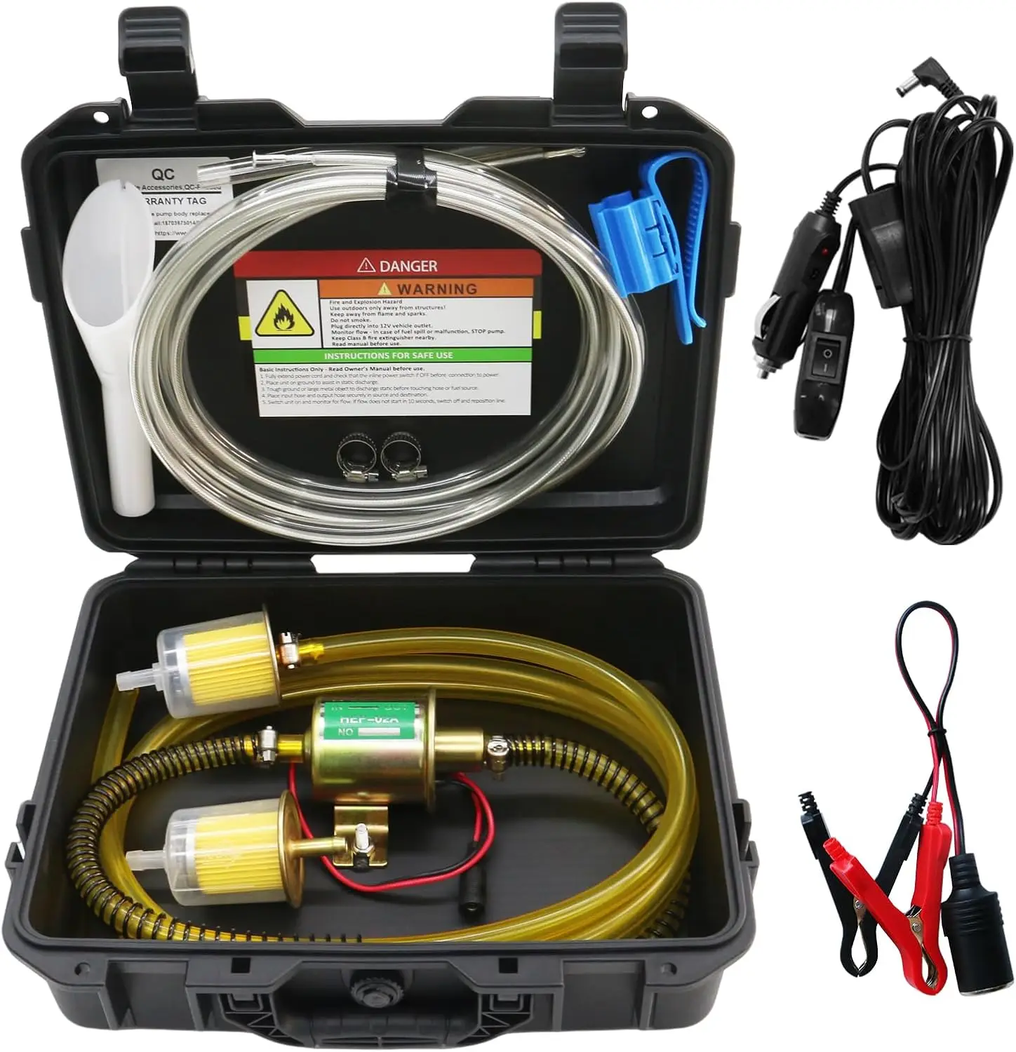 

12V Electric Fuel Transfer Pump Kit, 30 GPH for Gas or Diesel, Great for Vehicles, Boats, Lawn Mowers