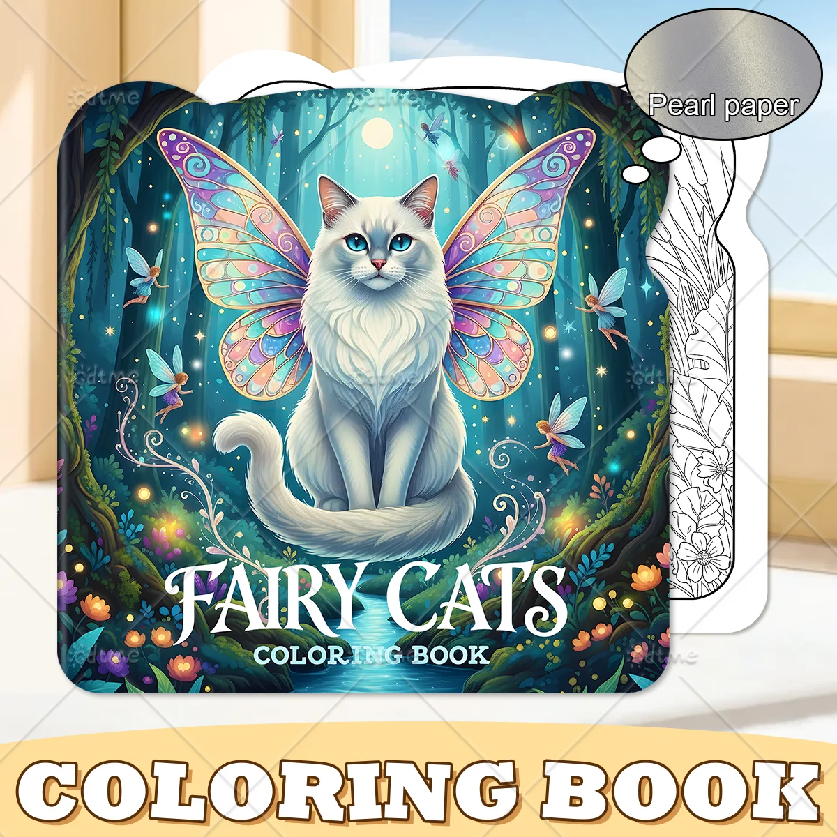 FAIRY CATS Malbuch für Erwachsene: Niedliche, gemütliche Tagesaktivitäten, unregelmäßige Muster zur Entspannung (Cozy Spaces Coloring) – Detail 1