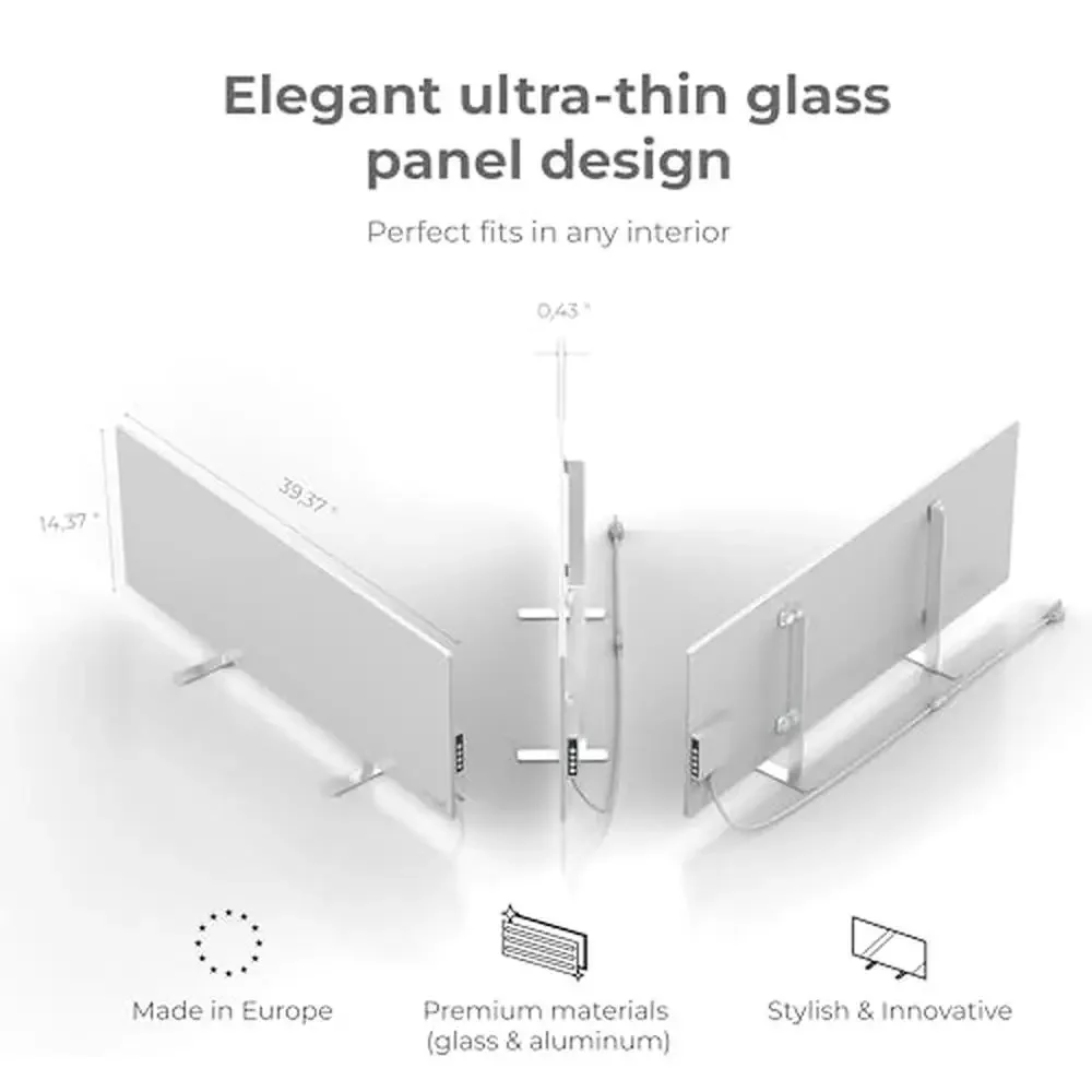 700W Smart Infrared Wall Mount/Freestanding Space Heater Eco Energy Saving App Control White Panel Fast Heating Safe Family &