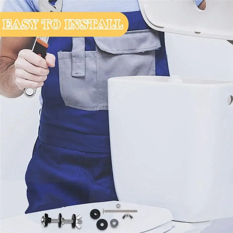 Lightweight 4PCS Universal Toilet Tank To Bowl Bolts Kit, Heavy Duty, Waterproof Stainless Steel With Extra Long Nut Screw