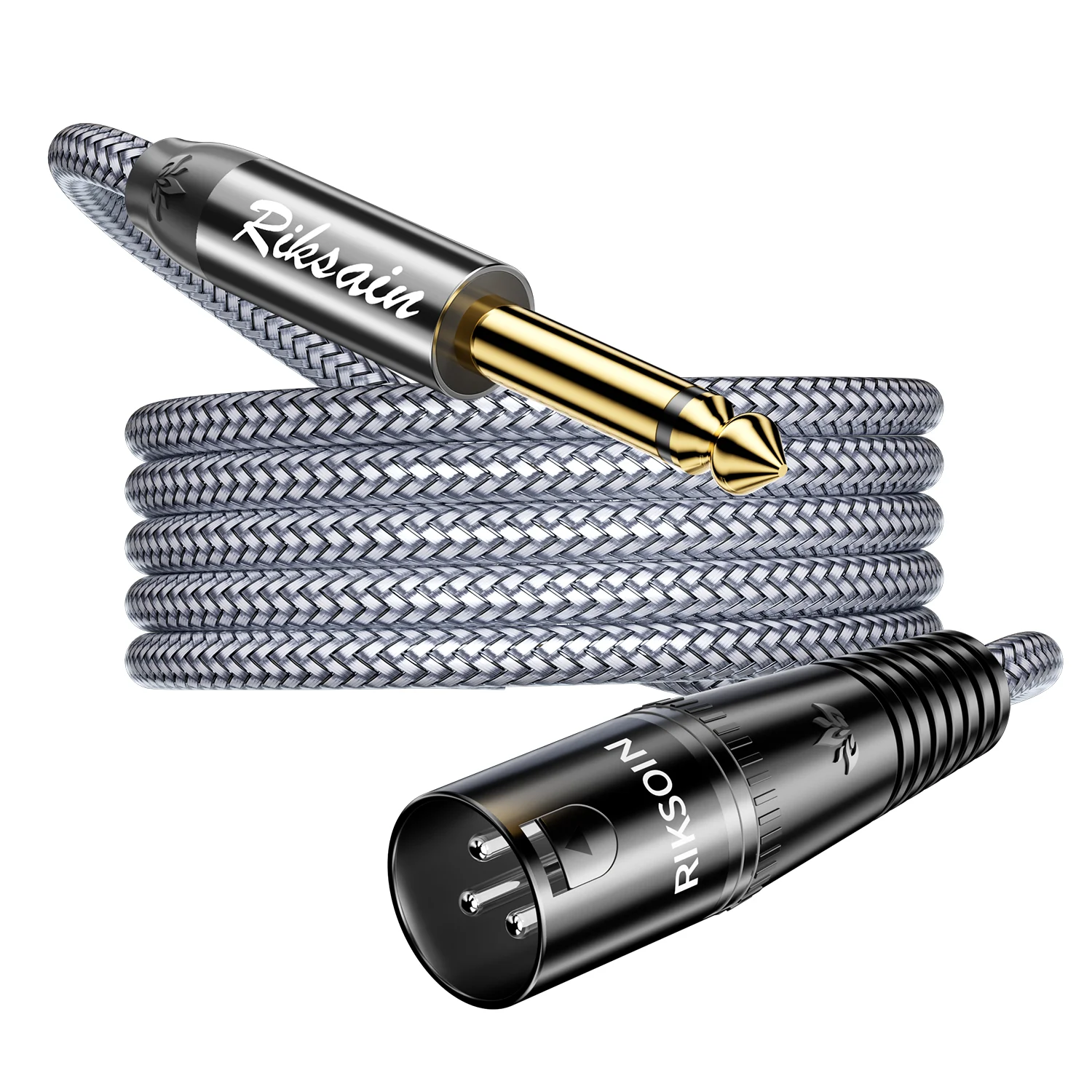 RIKSOIN XLR Cable, 1/4 Inch TS to XLR Male 6.35mm Audio Cable Interconnect Microphone Cable Quarter inch to 3PIN XLR Cable