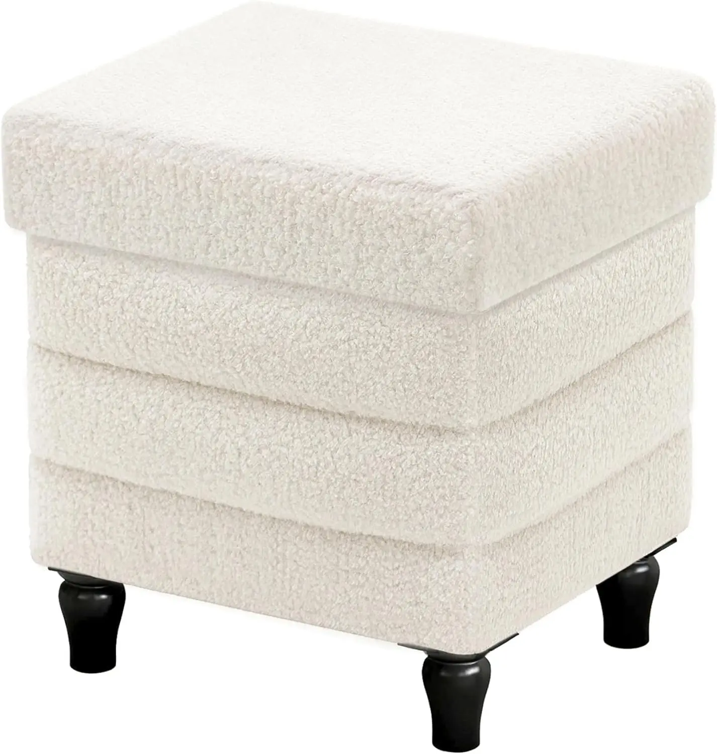 

Белый складной пуфик-куб для хранения с деревянными ножками, табурет-пуфик из шерпы для гостиной и спальни, 15x12.6x15.4 дюйма