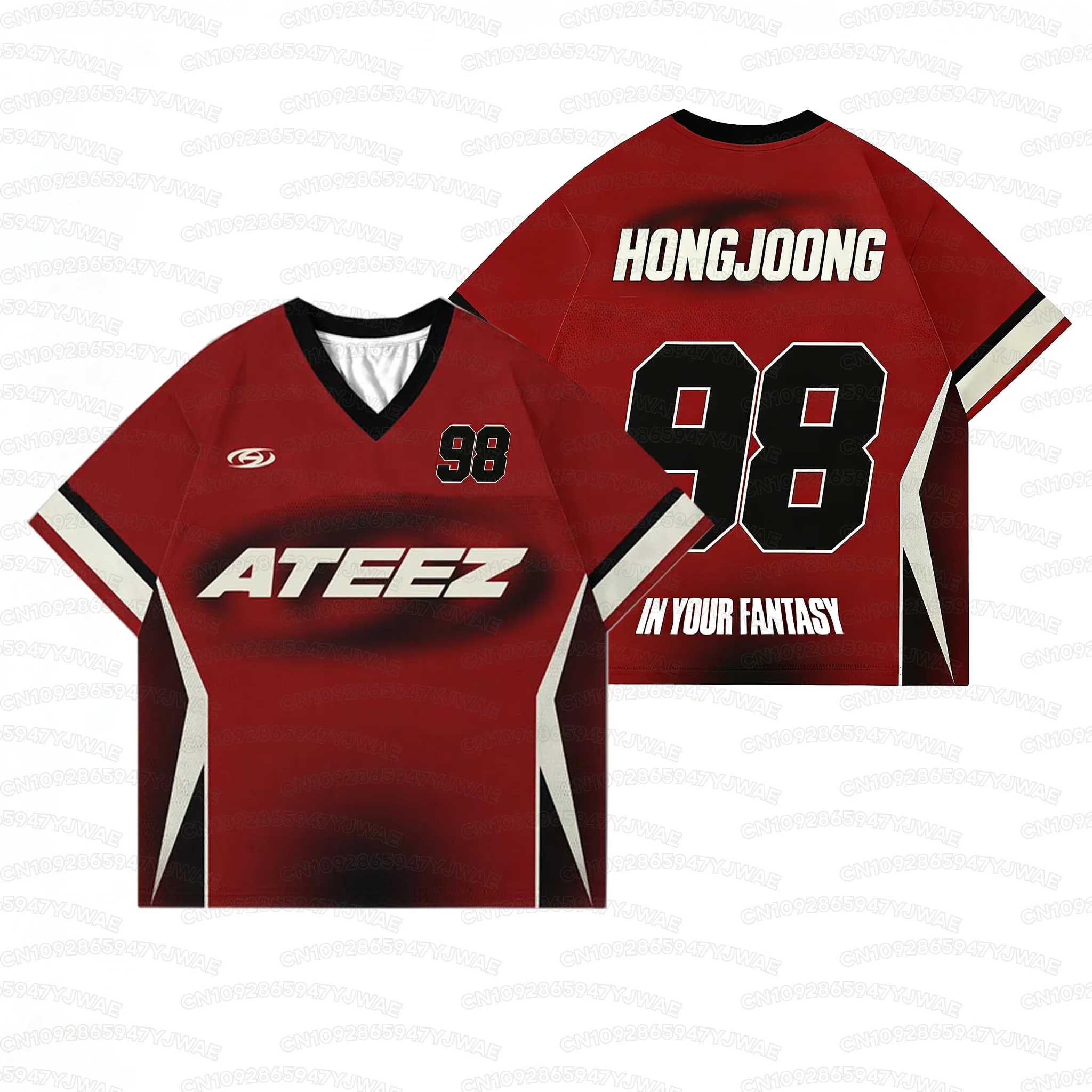 Summer Men's Women's Short Sleeve ATEEZ In Your Fantasy Tour Football Jersey kpop Album Casual T-shirt Tops Tee view 3