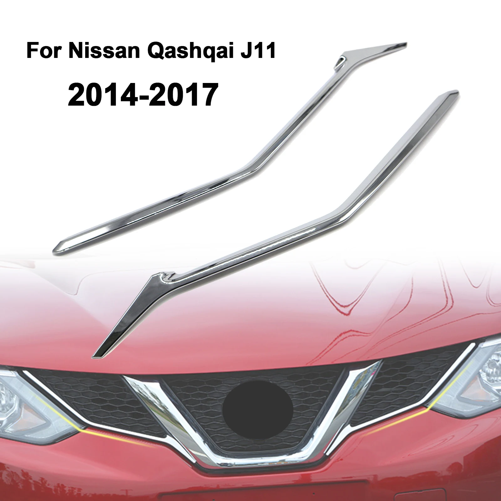 Fit For Nissan Qashqai 2014 2015 2016 2017 Chrome Front Mesh Grille Grill Head Light Cover Trim Insert Styling Molding Garnish
