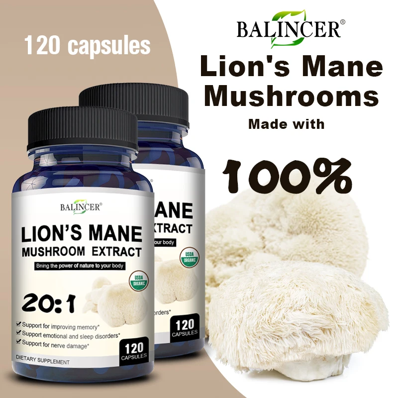 Balincer Lion\'s Mane Mushroom Extract Supplement for Mood and Sleep Health, Non-GMO, Gluten-free