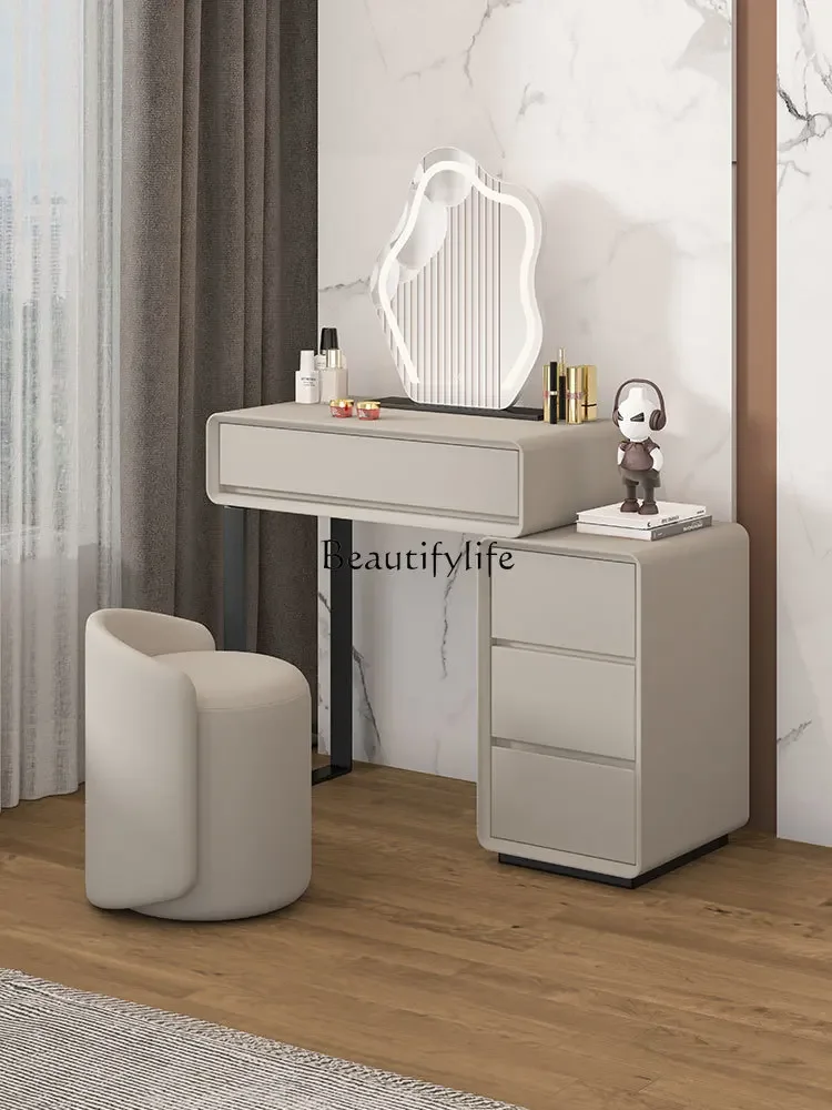 

LD6Light Luxury Solid Wood Dresser Desk Cream Style Dresser Retractable Integrated