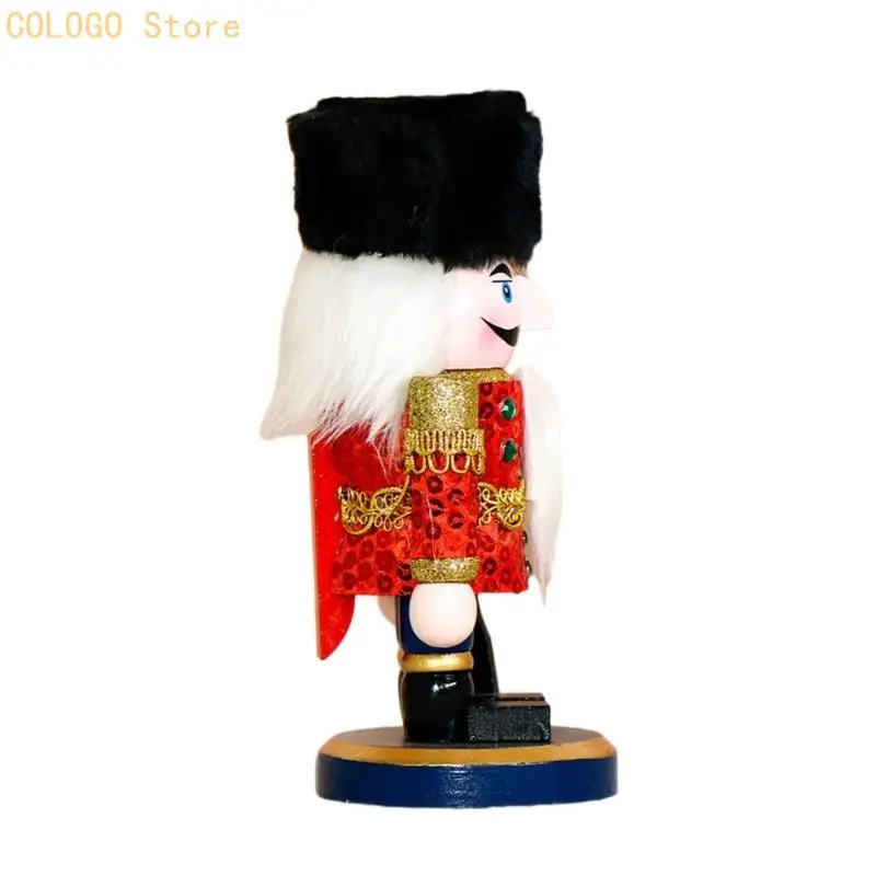 Classical Holiday Nutcrackers Figure Wooden 18 Red Soldier Tabletop Decors with Sequins for Mantels Shelf Entryway and Christmas