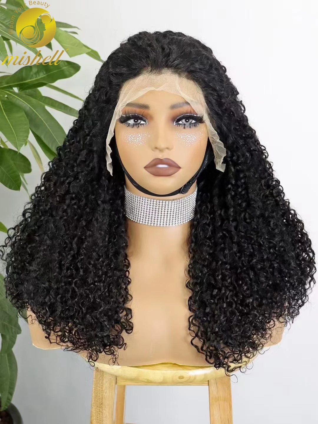 13x4 Lace Frontal Pixie Curly Human Hair Wigs 350% Density Natural Bouncy Curly Hair Wig Water Wave Human Hair Bob Wig for Women