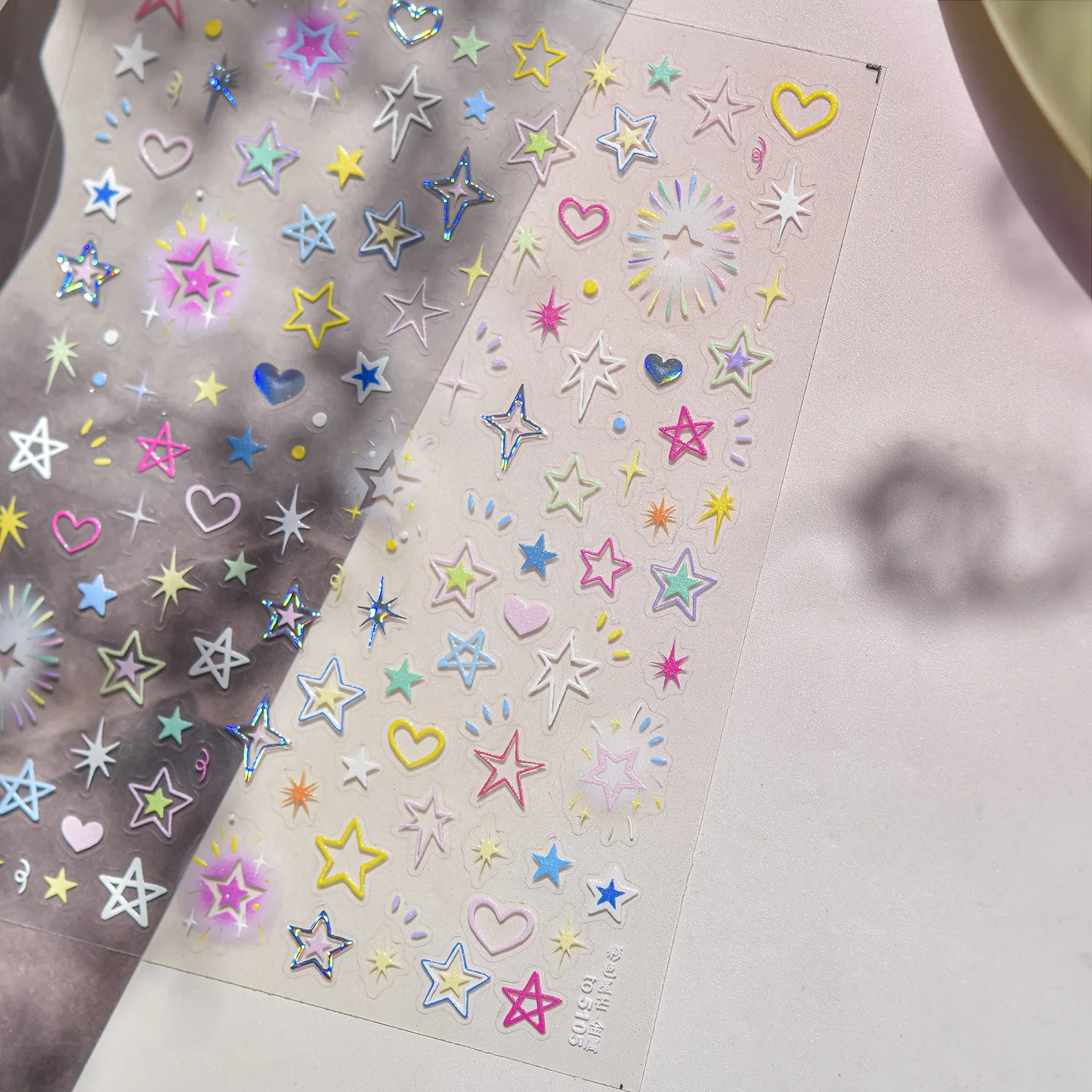 Flash colorido estrelas amor coração adesivos de unhas arte decalque alta qualidade decoração manicure decalques T-5105