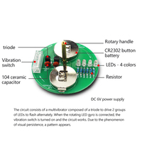 LED Gyro DIY Electronic Kit Desktop Rotating Light DIY Fun Welding Kit Electronic Production Parts School Skills Practice