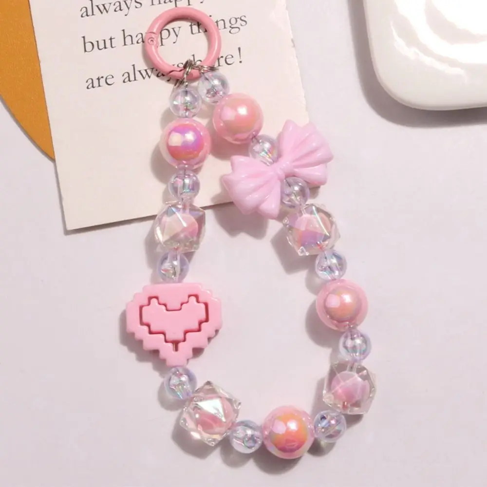 

Anti-lost Bow Mobile Phone Straps Lanyard Acrylic Beaded Wrist Strap Bracelet Korean Style Keychain Bag Chain Bag Accessories