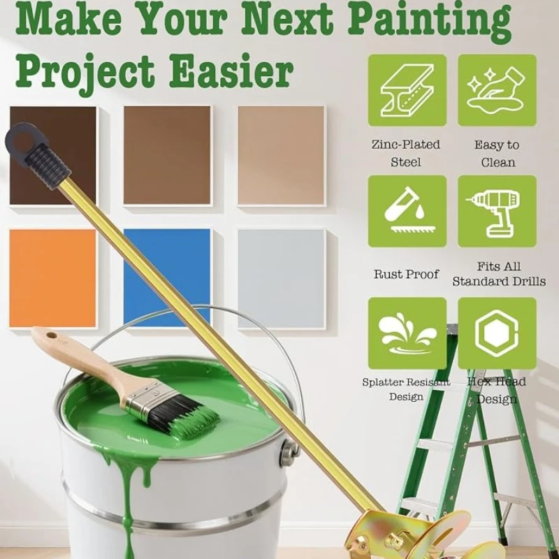 Paint Mixer for Drill Paint Stirrer Rust-Free Fits All Standard Drills Dual-Spiral Head For Paint Resin Epoxy Concrete Mud Hangs