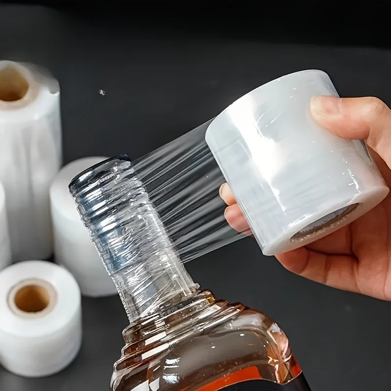 1 Roll of 200m Stretchable Shrink Film,Easy To Use for Bottled Packaging Supplies,Suitable for Bottles Jars and Can Sealing Film