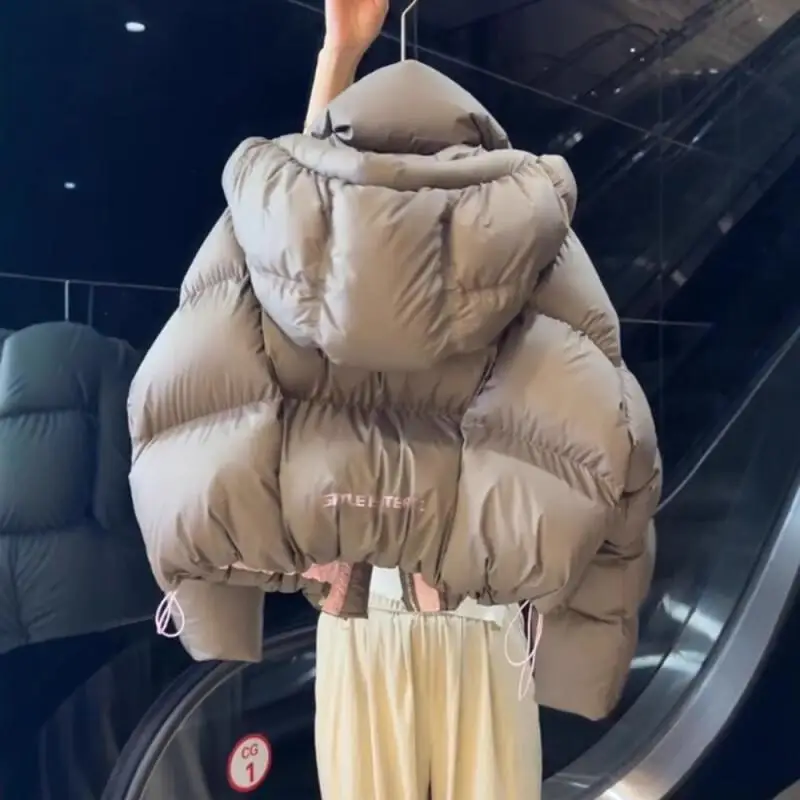 

Womens Bread Padded Jacket Outdoor Daily Wear Khaki Gray Short Cotton Jacket Korean Style Super Beautiful Winter New Item Small