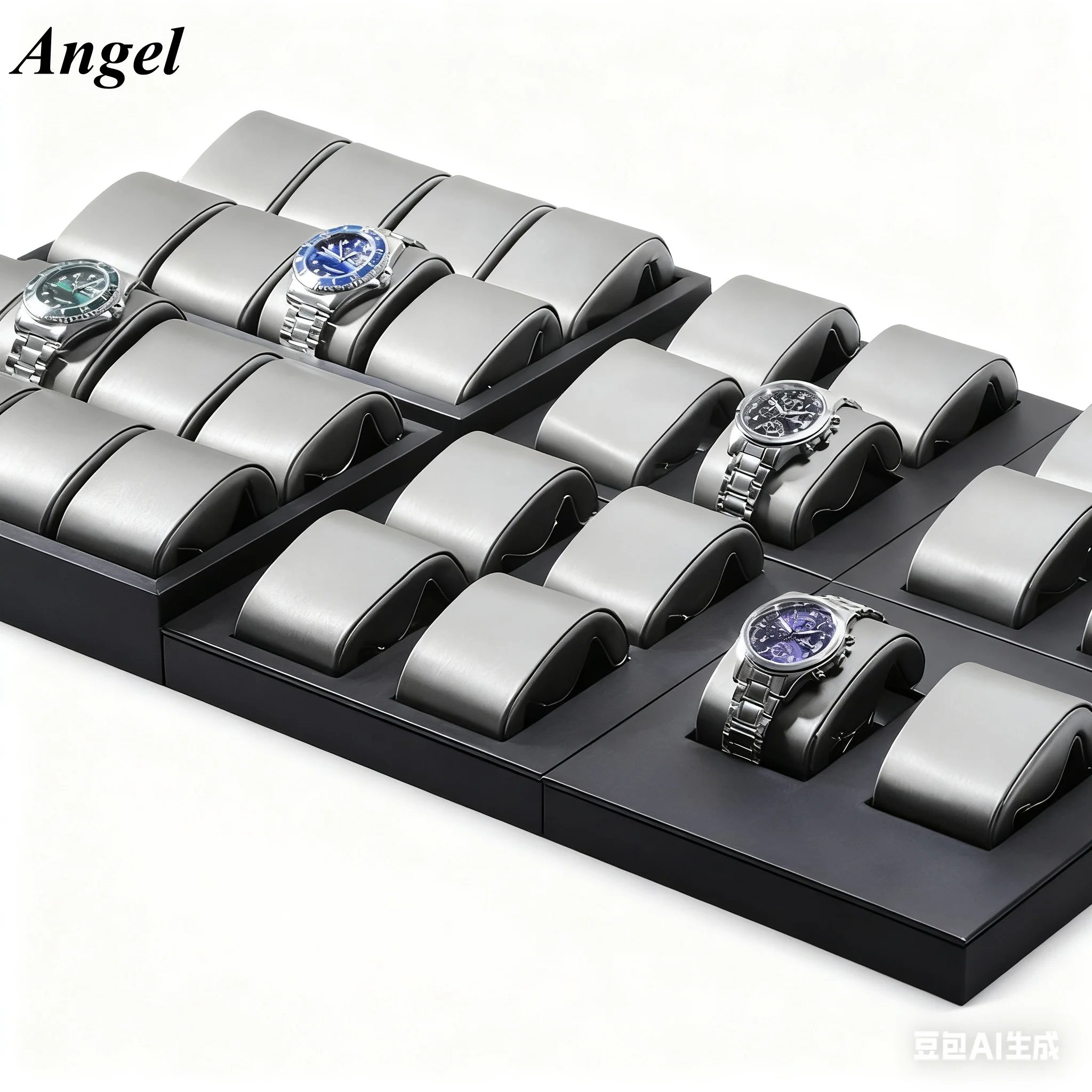 

Luxury Brushed Leather Watch Display Set, Custom Watch Pillows & Trays for Store Counter Showcase, Elegant Watch Box Organizer