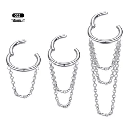 VOJO G23 Titanium 16G Cartilage Helix Piercing Jewelry, Stainless Steel Chain Dangle Hoop Earrings for Women