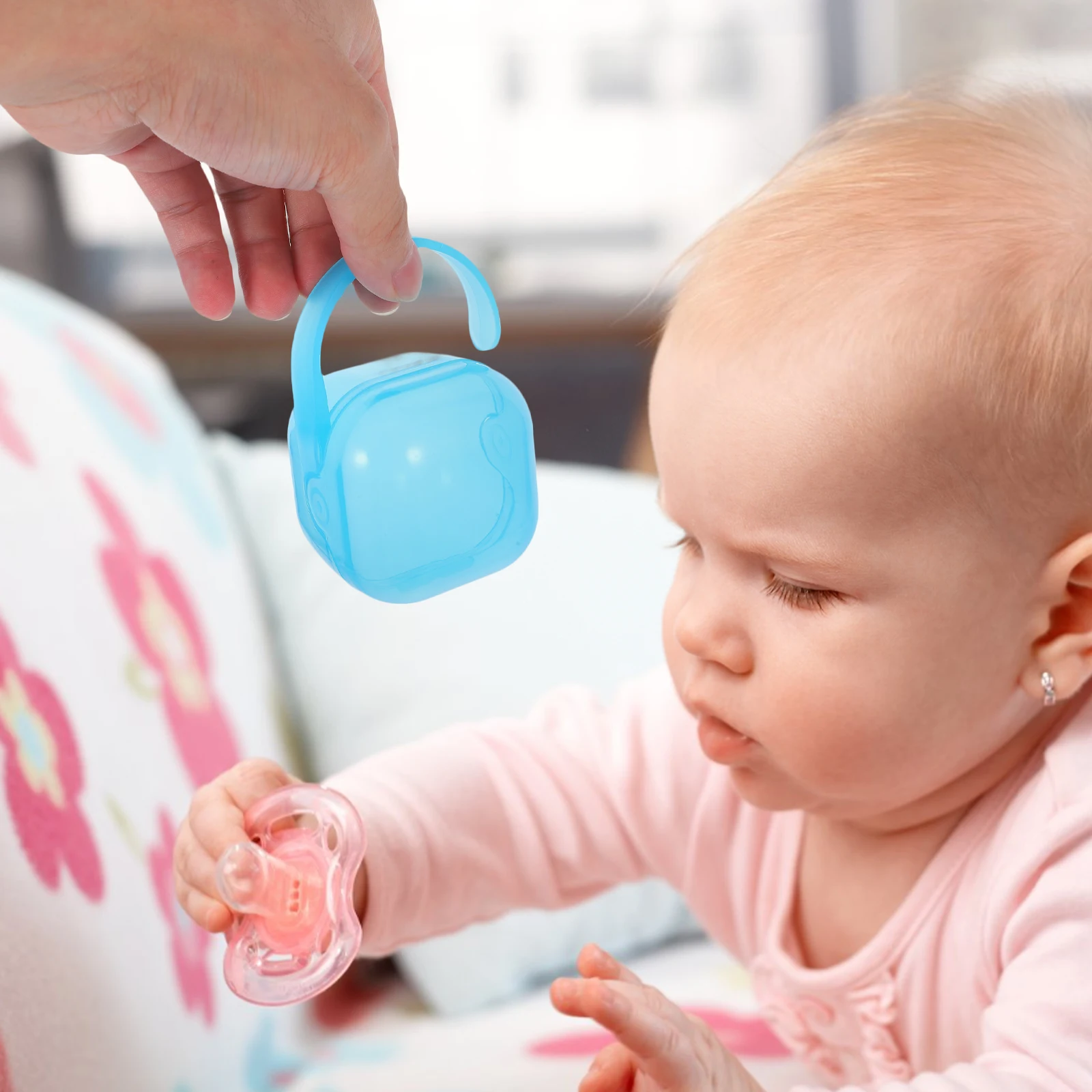 

2Pcs Baby Pacifier Box PP Wide Mouth Portable Dustproof Travel Holder Case Newborn Blue White Pacifier Container Storage