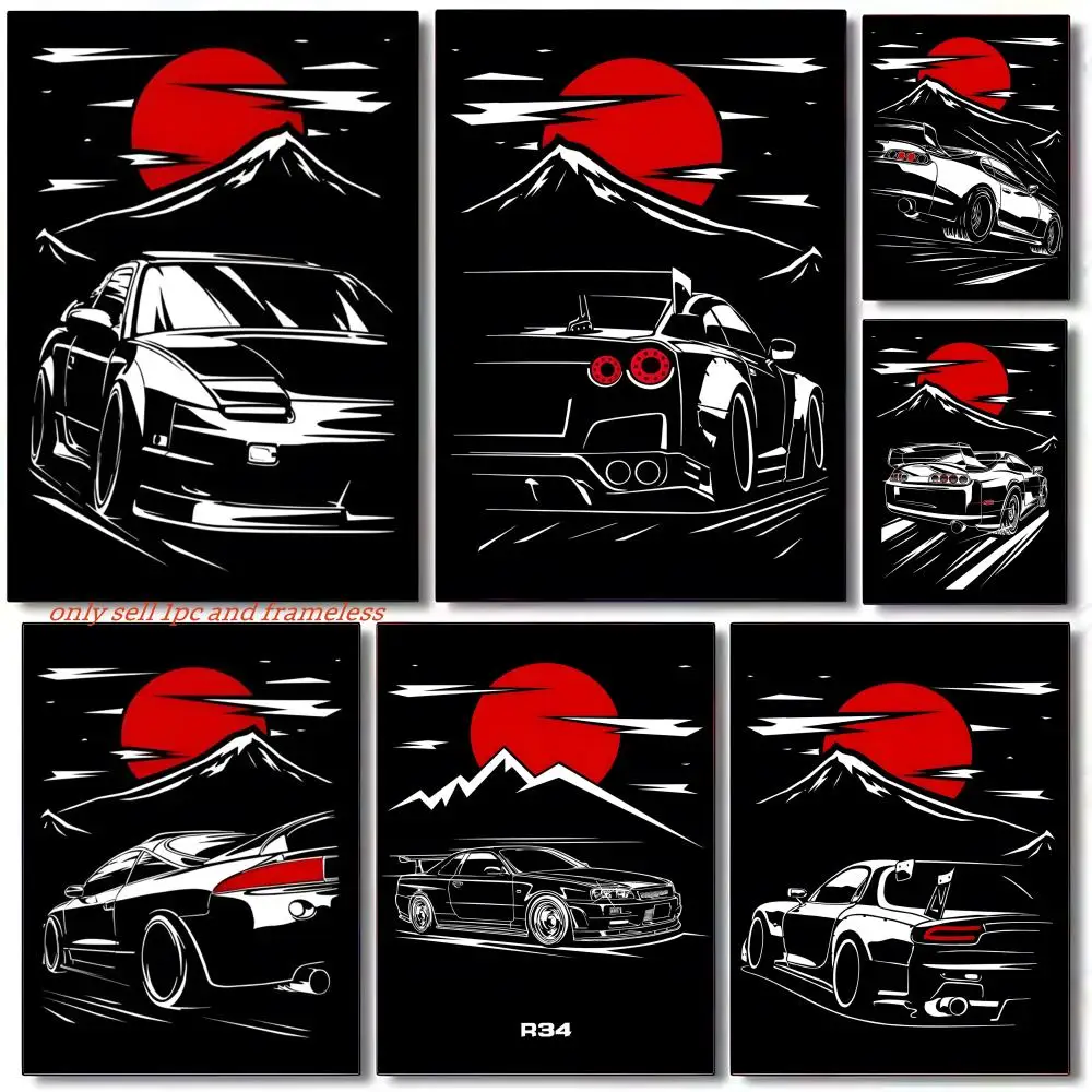 Japanese Classic Handsome Car Retro Pictures Poster Poster painting with prints Home bedroom living room decoration gift