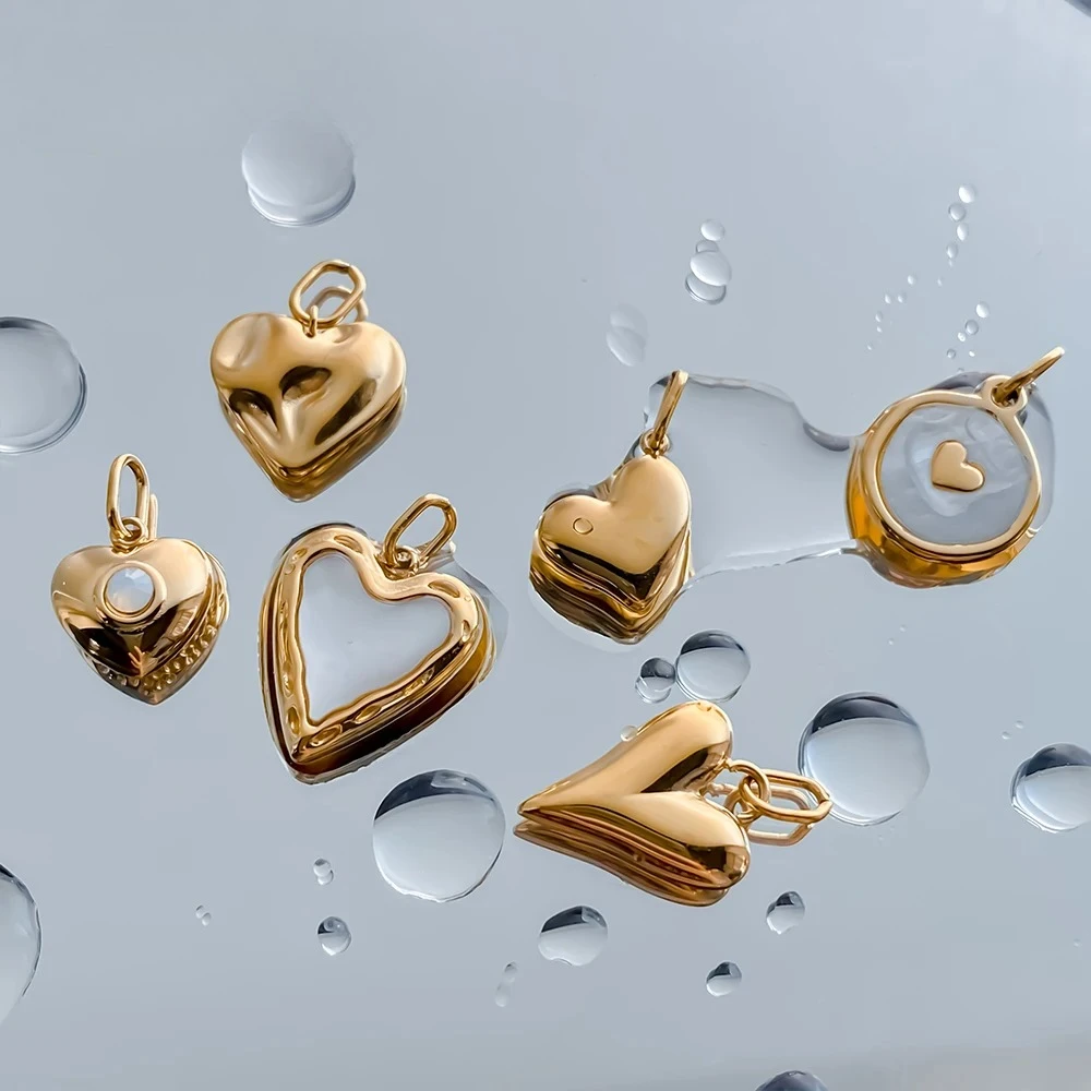 

New DIY Stainless Steel 3D Heart-shaped Pendant, Wholesale of Gold-plated Women's Jewelry Accessories, Home Decoration Ornaments