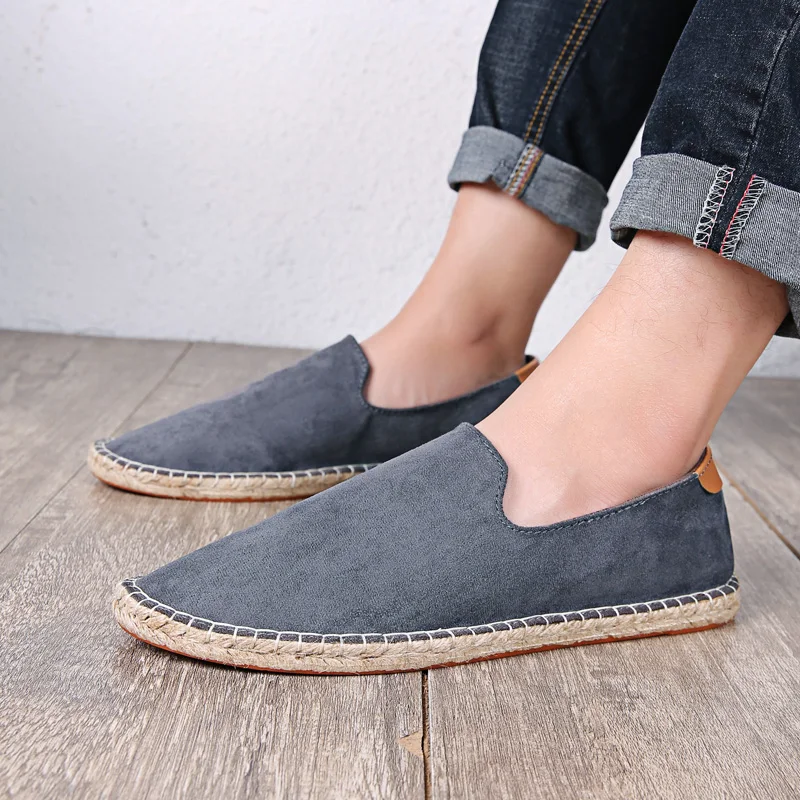 Retro Espadrilles Shoes Women Patchwork Slip on Men Loafers Breathable Flat Casual Canvas Shoes Jute Wrapped Shoes Driving