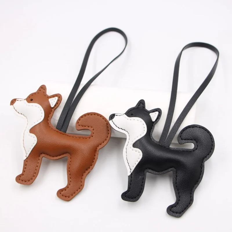 Vintage PU Leather Cut Dog Puppy Pendant Kawaii Fashion Japan Cartoon Shiba Inu Bag Pendant Decoration Gift