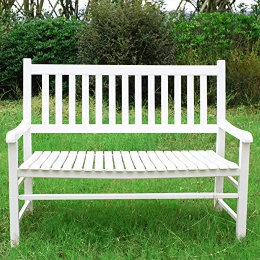 Garden Bench 2 Seat, Classic Slat Back and Seat Style, Outdoor Bench