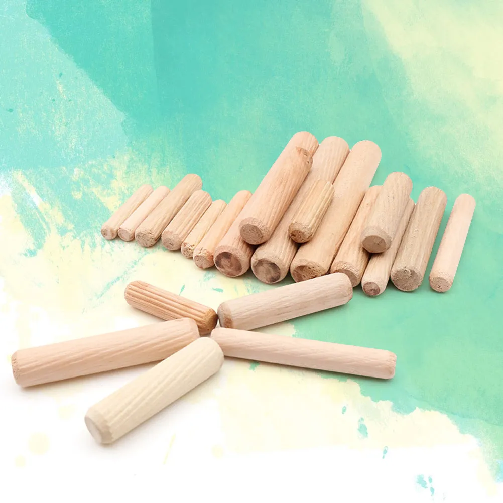 

200 шт. деревянных дюбелей из эвкалипта, высококачественные, 6x30 мм, со скошенными концами, для мебели, рукоделия, ремонта, рифленые деревянные шканты