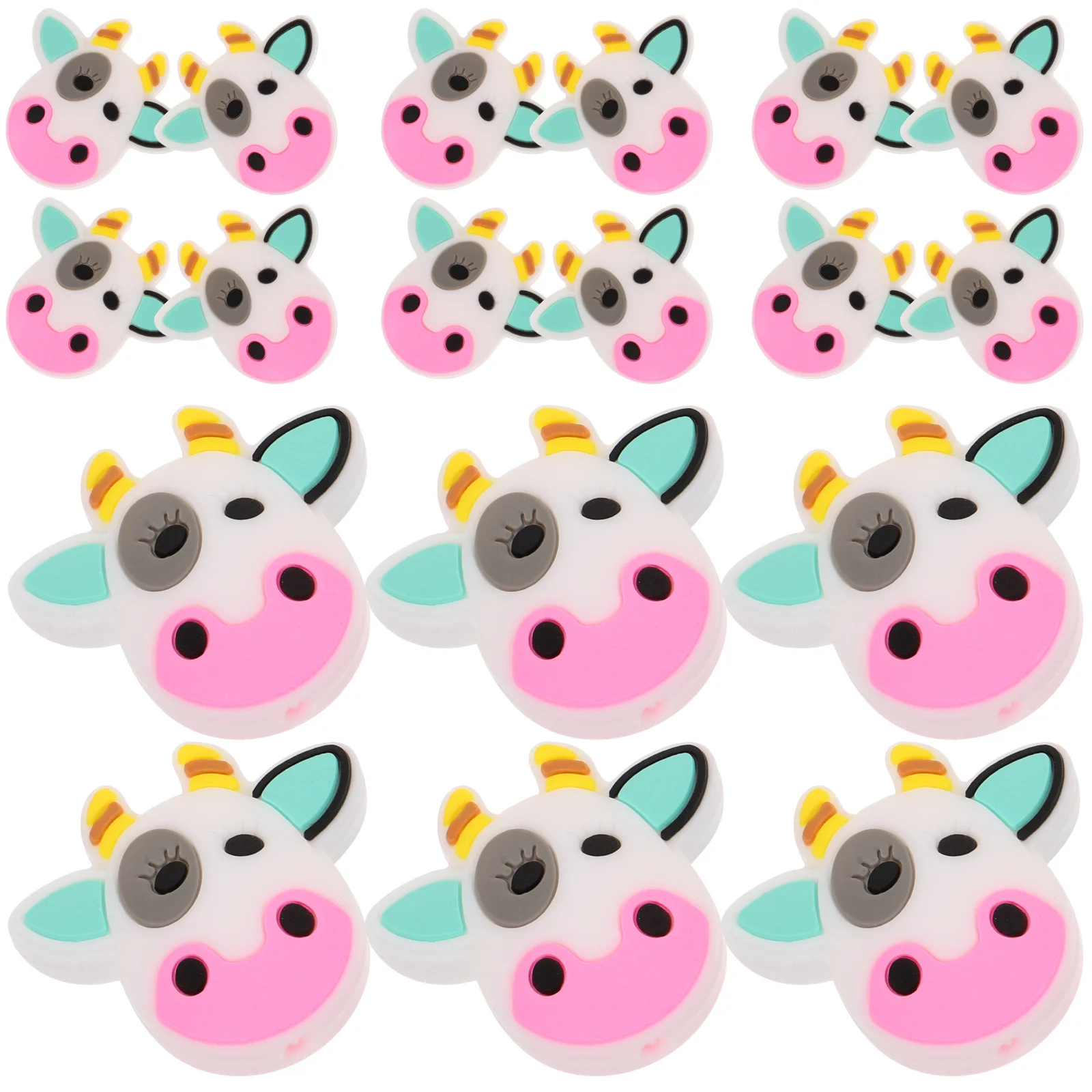 

20Pcs Silicone Beads Cow Shape Durable Flexible Soft for Keychain Making Pen Craft Supplies Silicone Beads Ballpoint Pen Bead