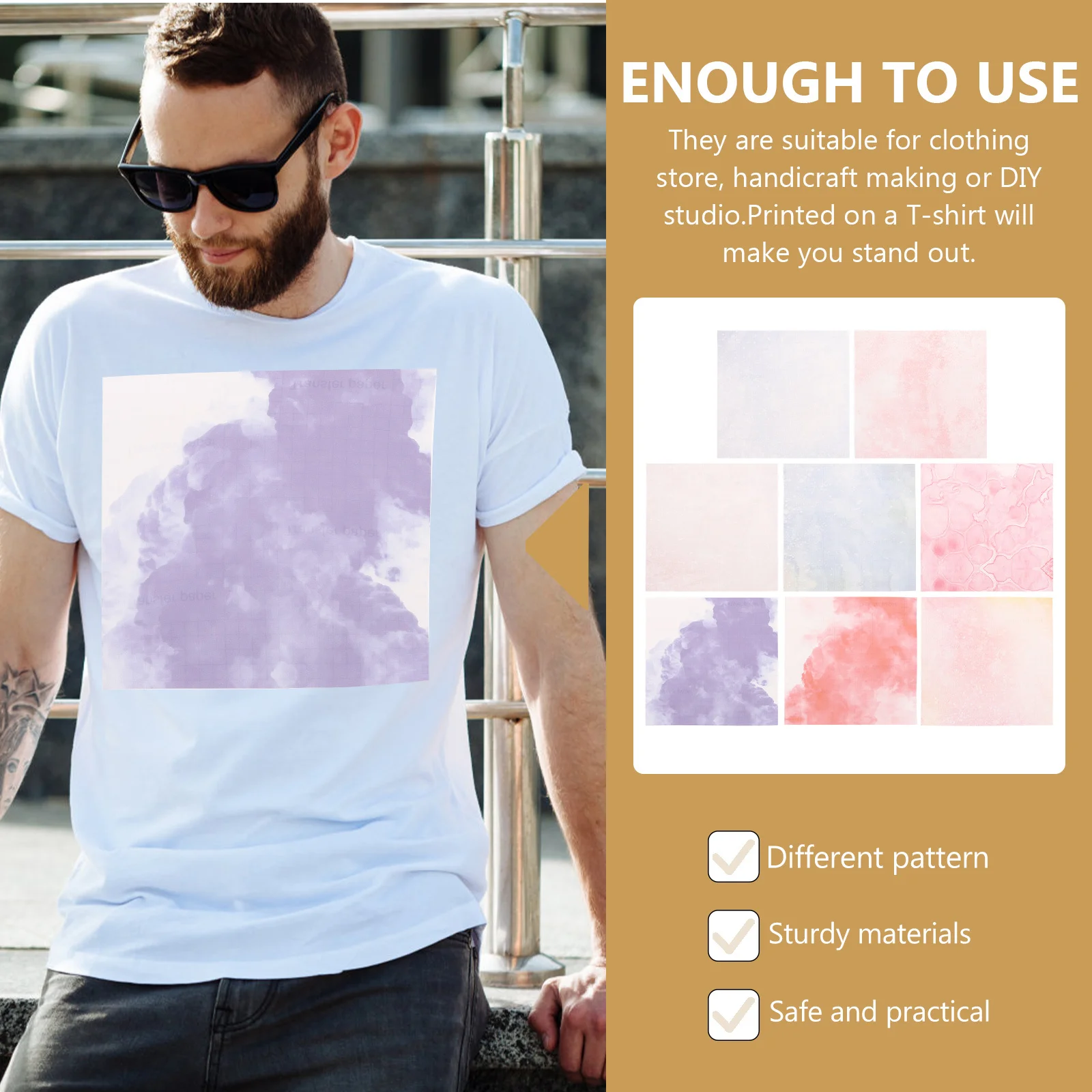 

8pcs Oil Ink Transfer Film Diy Heat Press Sheets For T-Shirt Fabric Garment Craft Watercolor Sublimation Iron