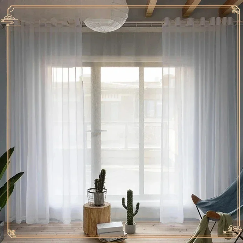 

1PC Solid White Sheer Tulle Voile Curtains for Living Room Bedroom Balcony Window Treatment Kitchen Yarn Drape Window Decoration