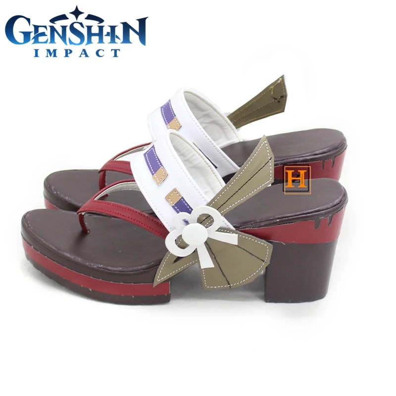 Genshin Impact Yae Miko Cosplay Schoenen Vrouwen Slippers Outdoor Schoenen Dames Dikke Hoge Hak Flip-flop Antislip Sandalen