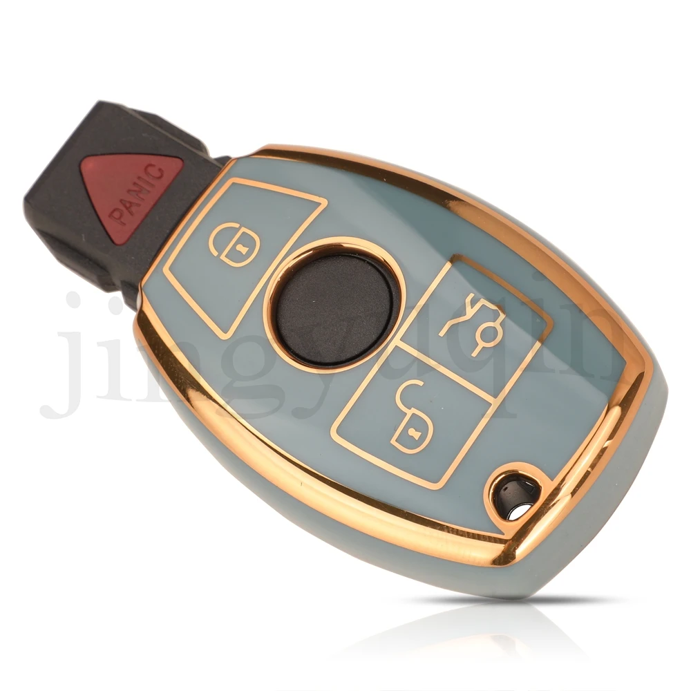 Jingyuqin casing kunci mobil TPU lembut, aksesori sarung kunci mobil Mercedes Benz A B C S CLA CLS GLA GLC GLE W212 S212 E300 3