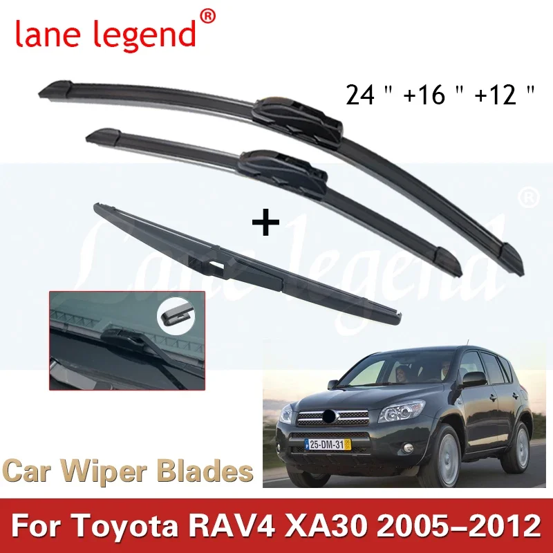 

Car Wiper Front & Rear Wiper Blades Set Kit For Toyota RAV4 XA30 2005 - 2012 Windshield Windscreen Window Brush 24"+16"+12"