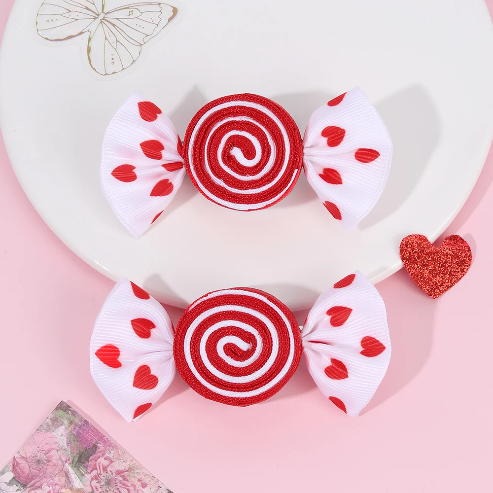 Candy Bow Hair Clips for Girls, 2Pcs Set