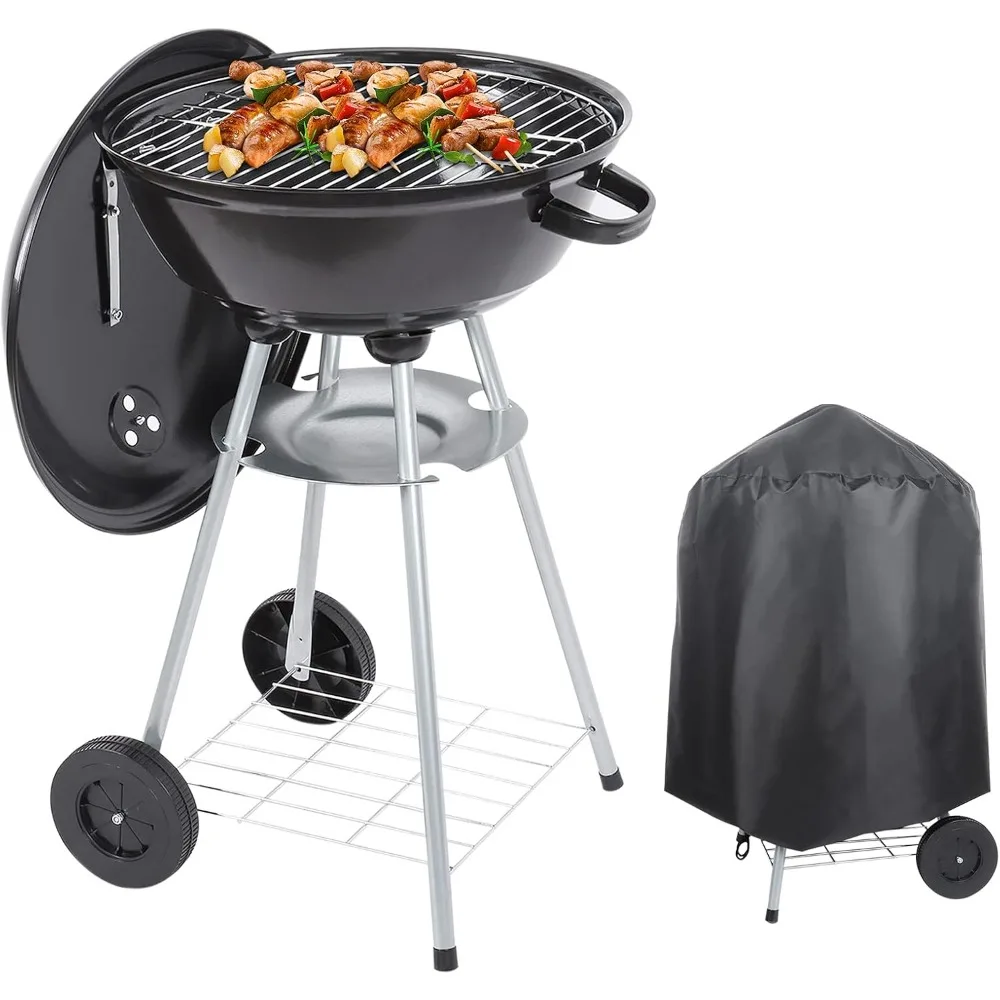 

18-дюймовый угольный гриль для барбекю с защитой от атмосферных воздействий крышкой для мероприятий на открытом воздухе, пикника, кемпинга и задней двери