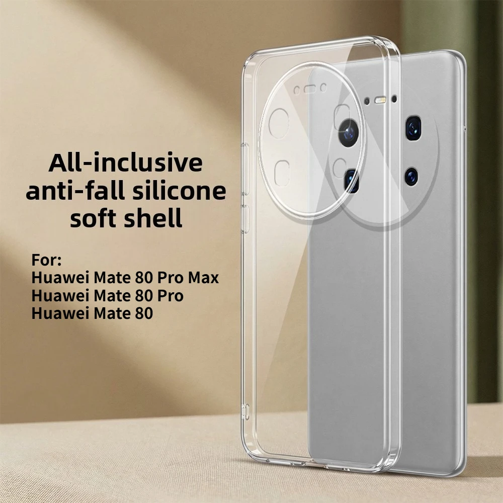 Funda para Huawei Mate 80 Pro Max, Funda Simple Transparente de Silicona, TPU Todo Incluido, Antigolpes para Huawei Mate 80 Pro