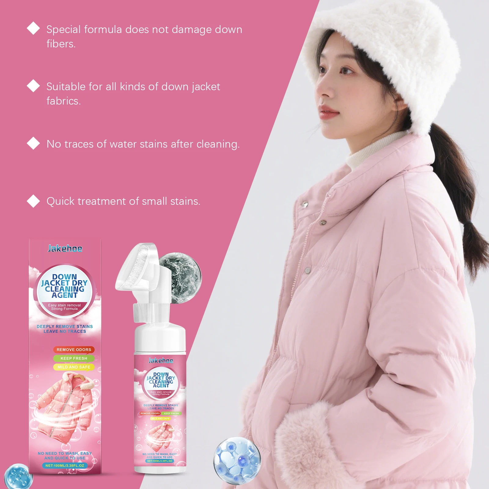 Down Jacket Dry Clean Agent Stain Remove Oil Stain Clean Keep Down Fluffy Soft Odor Eliminator Fresh Waterless Clothing Cleaner