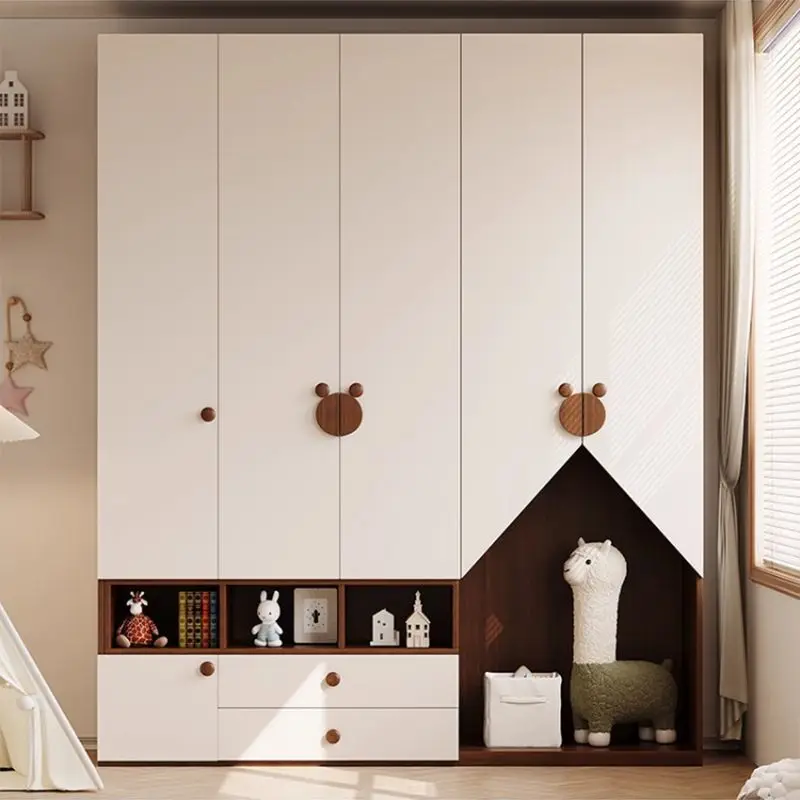 Full solid wood oak children's wardrobe combination boy girl castle bedroom storage storage large wardrobe