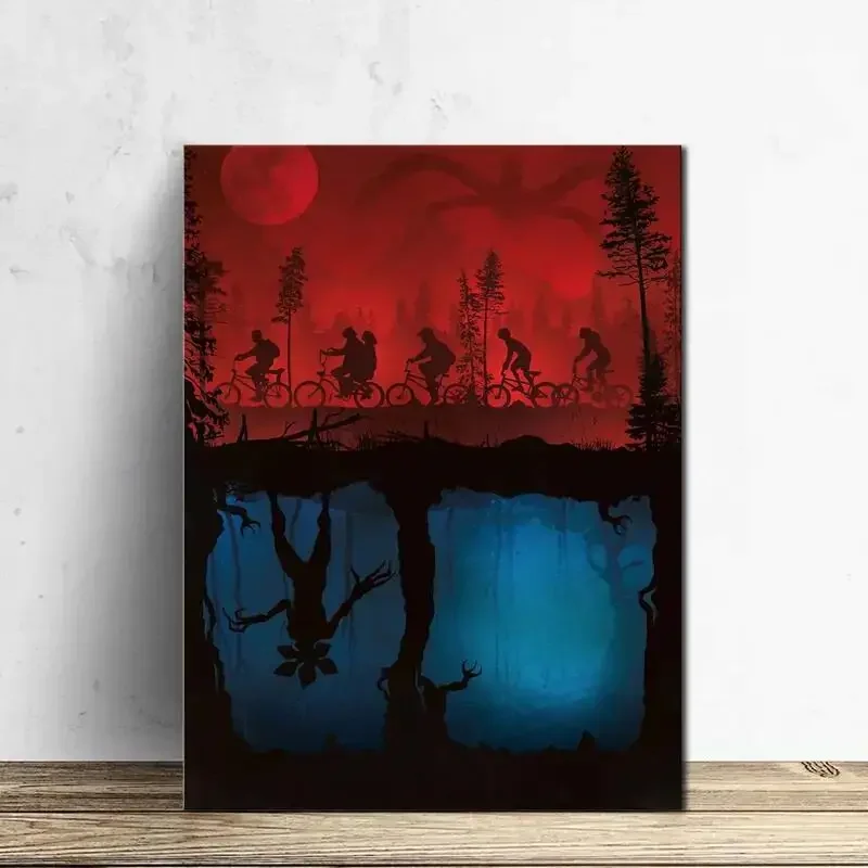 1 unidad de pinturas en lienzo para pared, pintura al óleo de monstruos al revés sobre lienzo, obra de arte de pared, pintura, decoración de pared del hogar sin marco