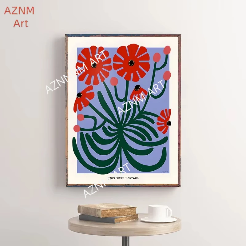 Canvas Painting Modern Poster Simple Style Flowers Print Abstract Wall Art Picture for Living Room Home Decoration Wall Decor
