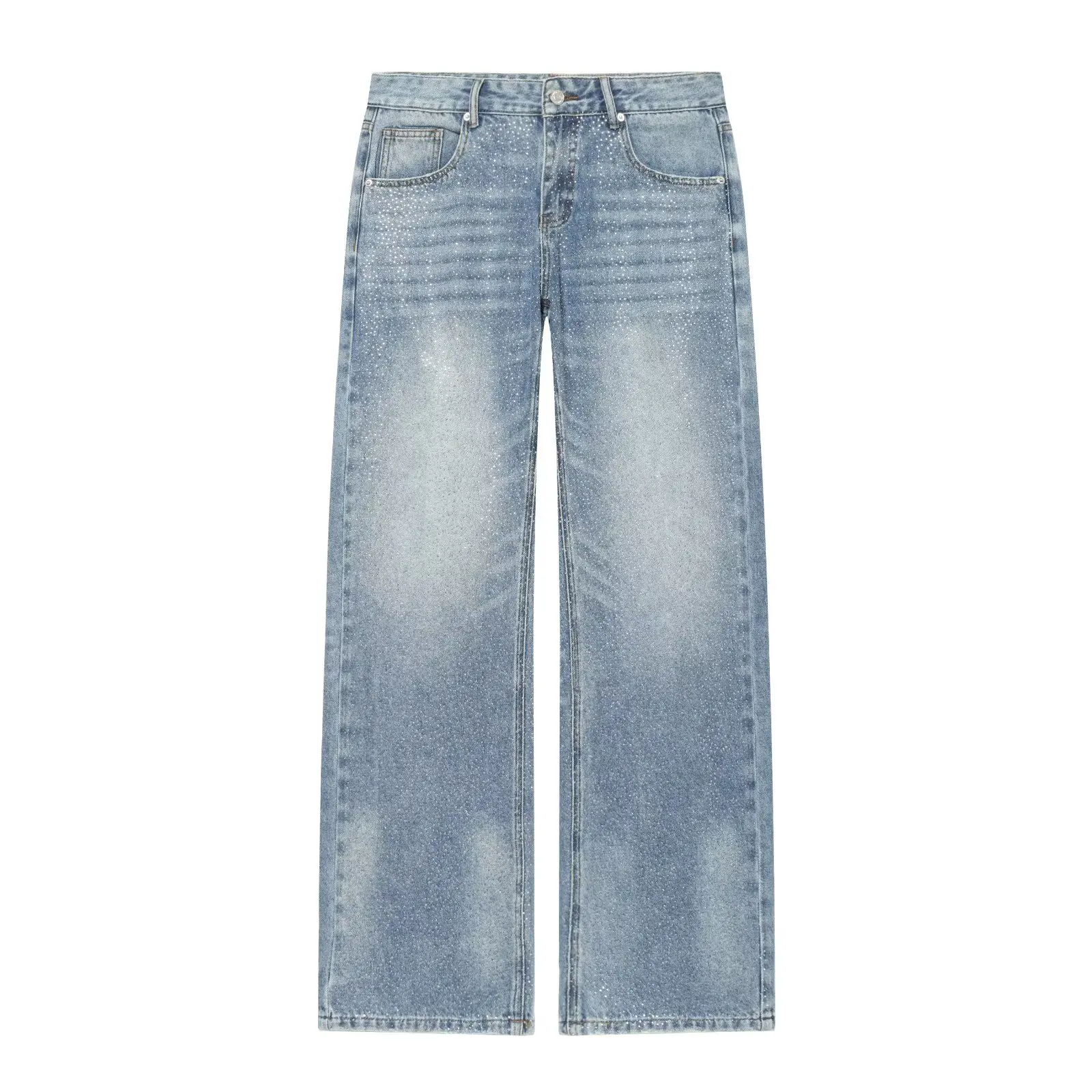 

WOMAN 2026 Summer New Casual Fashion Bright Mid Waist Zipper Straight leg Jeans Retro Versatile Women's Pants Mujer chic